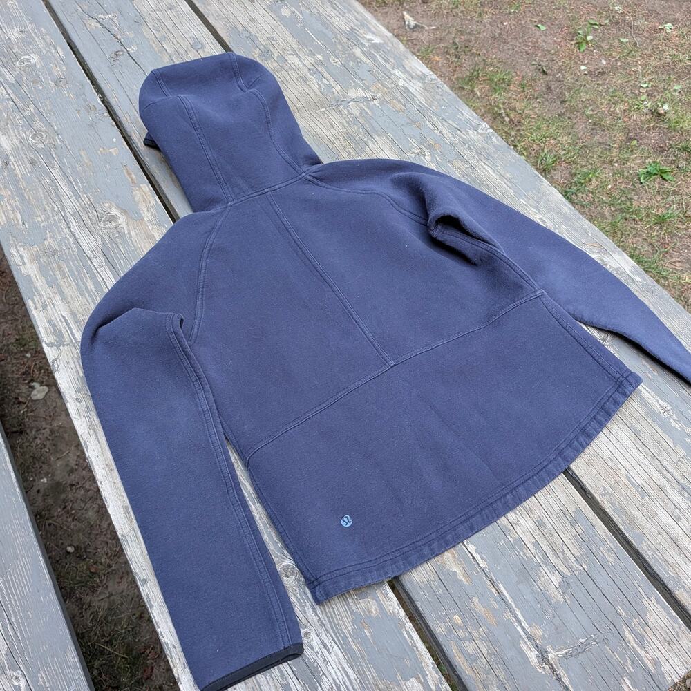 Lululemon Navy Blue Sweater Knit Fleece Full Zip Hoodie Jacket Paneled Back - Picture 10 of 10